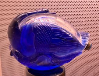 Cobalt Blue Glass swan Figurine snuff Bottle