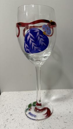 Set Of 12 Hand Painted Wine Glasses 
