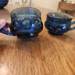 Vintage Indiana Glass Imperial Blue Cups