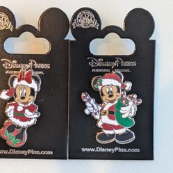 Mickey And Minnie Mouse Set Of Two Trading Pins