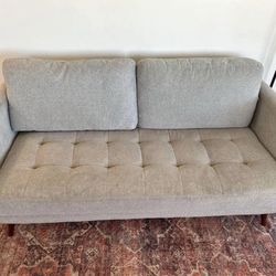 Light Gray Tufted 80” Mid Century Modern Sofa by Living Spaces