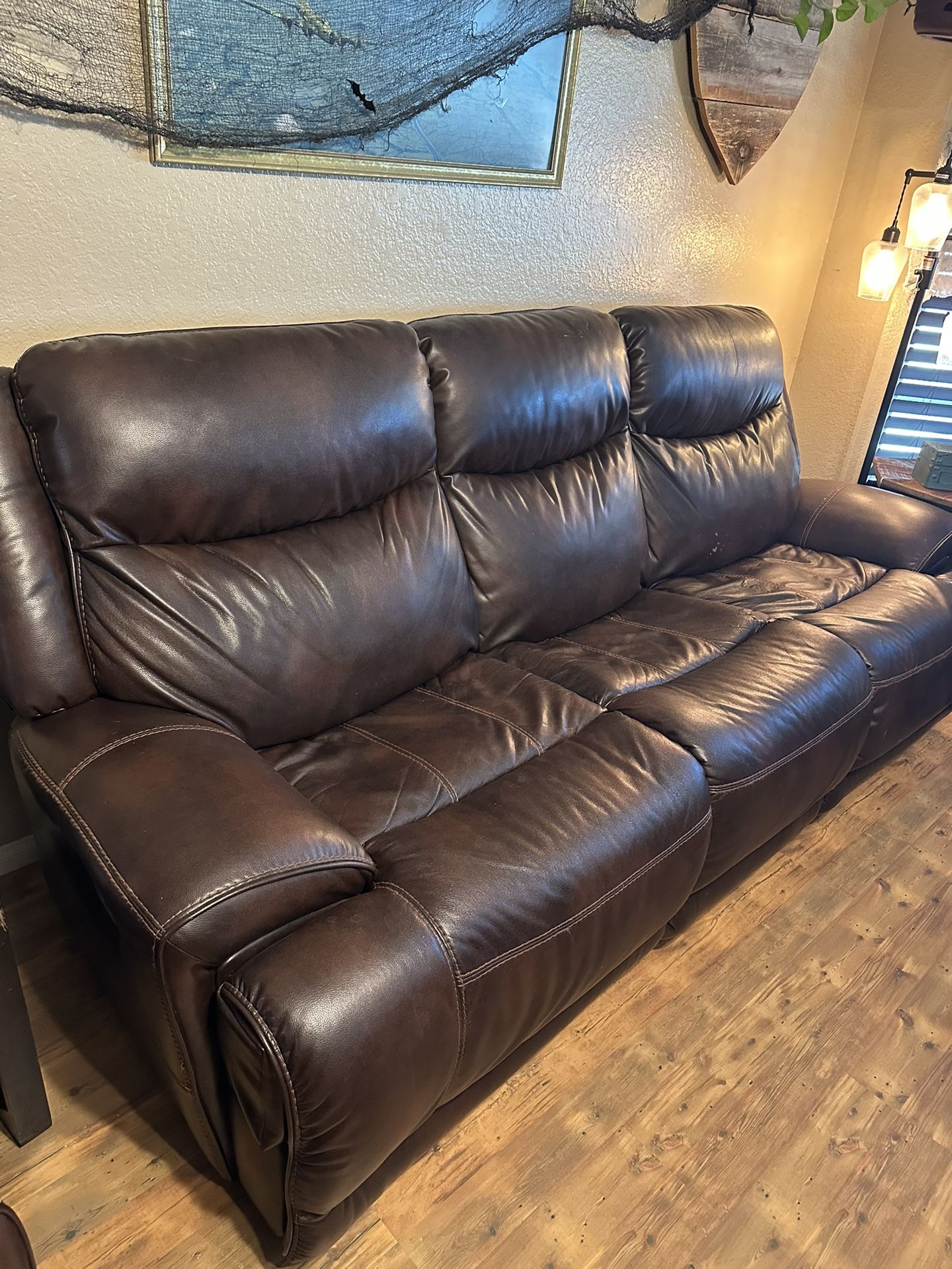 Leather Power Reclining Couch and Loveseat