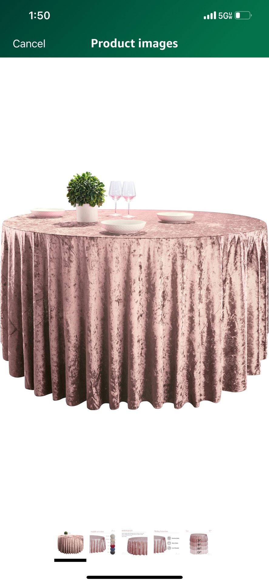 RCZ Décor Premium Velvet Light Pink Tablecloth | Washable Fabric | Wrinkle Resistant | 90” Round | Table Overlay for Holidays, Weddings, Parties and M