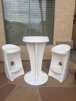 Step2 Outdoor Bar Table with 2 Stools - White Patio Set