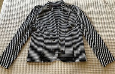 Tommy Hilfiger Navy & White Striped Military-Style Jacket