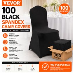 VEVOR 100 Black Spandex Chair Covers Banquet Wedding Party Slipcovers
