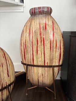 Large Decorative Vases on Metal Stand