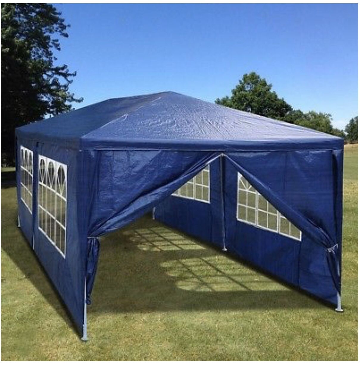 10'x20' Canopy Party BBQ Outdoor Canopy Party Waterproof Tent Blue Gazebo Pavilion W/6 Side Walls