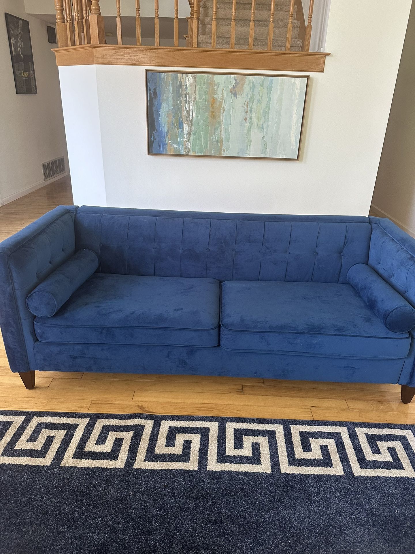 Haahris 78” Velvet Rolled Arm Chesterfield sofa By Everly Quin 