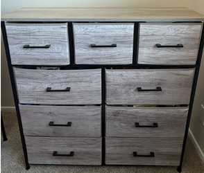 Sorbus 9-Drawer Dresser for Bedroom, Wood Top (Greige), Fabric Bins