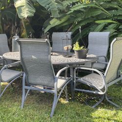 iron garden table! rocking corner chairs