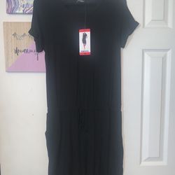 NWT WOMENS MEDIUM DRESS BLACK SHORT SLEEVES COOL JUMPER SKIRT  