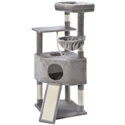 Vibrant Life 50inch Cat Tree Tower with Large Condo and Perch for Indoor Cats, Light Gray