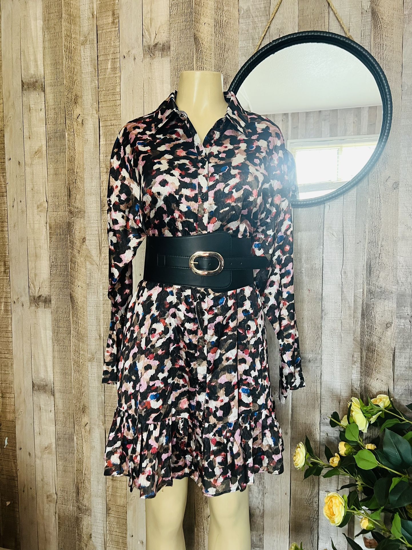 pretty animal print dress includes belt