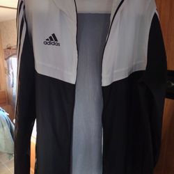 Windbreaker Adidas Jacket: Size Large: Black And White Color 