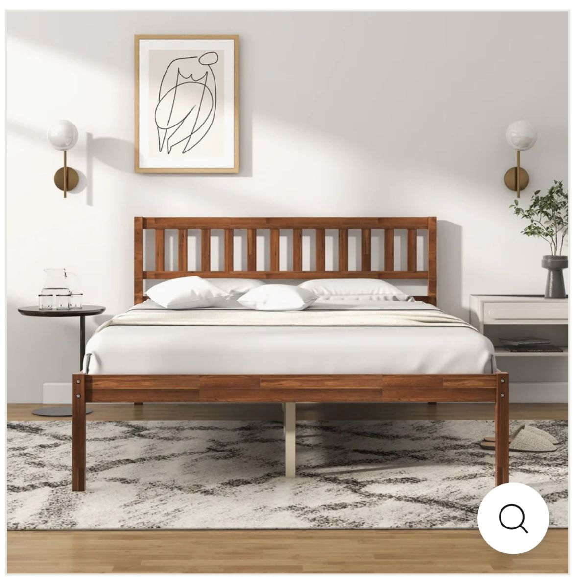 Queen Size Wood Bed Frame + Wood Slats 