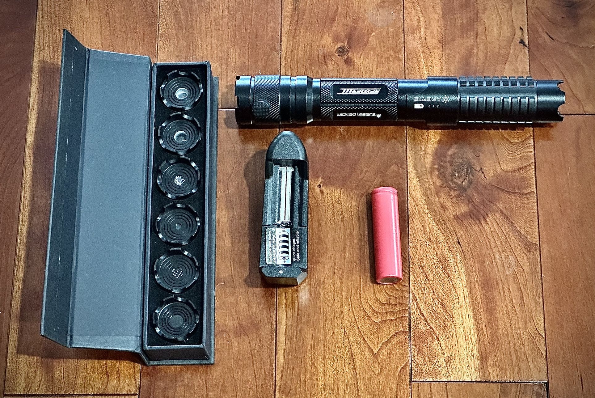 Blue Laser Pointer - 2000mW Power - Spyder 3 Artic Series by Wicked Lasers with Expanded Lens Kit