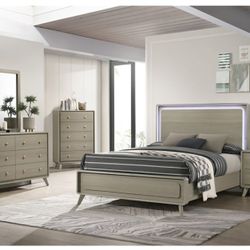 Bedroom Set 4 Pc Grey Finish, Ruberwood, Engineered Wood, Others. New Especial Price 