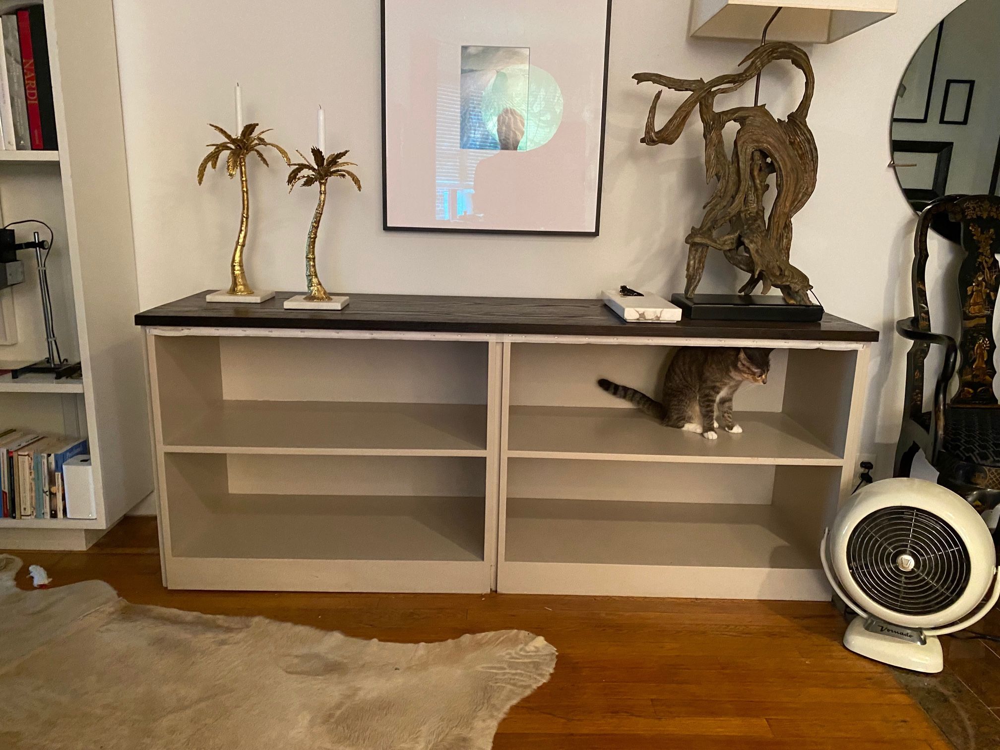 All Wood Console Stand Sturdy And Lightly Used