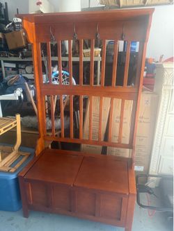 Wooden storage hall tree  38x16x64