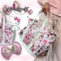 Vintage Y2K Gyaru/Mcbling Pink & White Charmmy Kitty Kawaii Embellished Bag