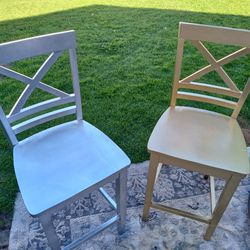 Two Silver & Gold 40" Contemporary Wood High Chairs