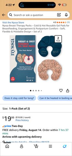 Nyssa Breast & Chest Reusable Ice/Heat Packs Set of 2