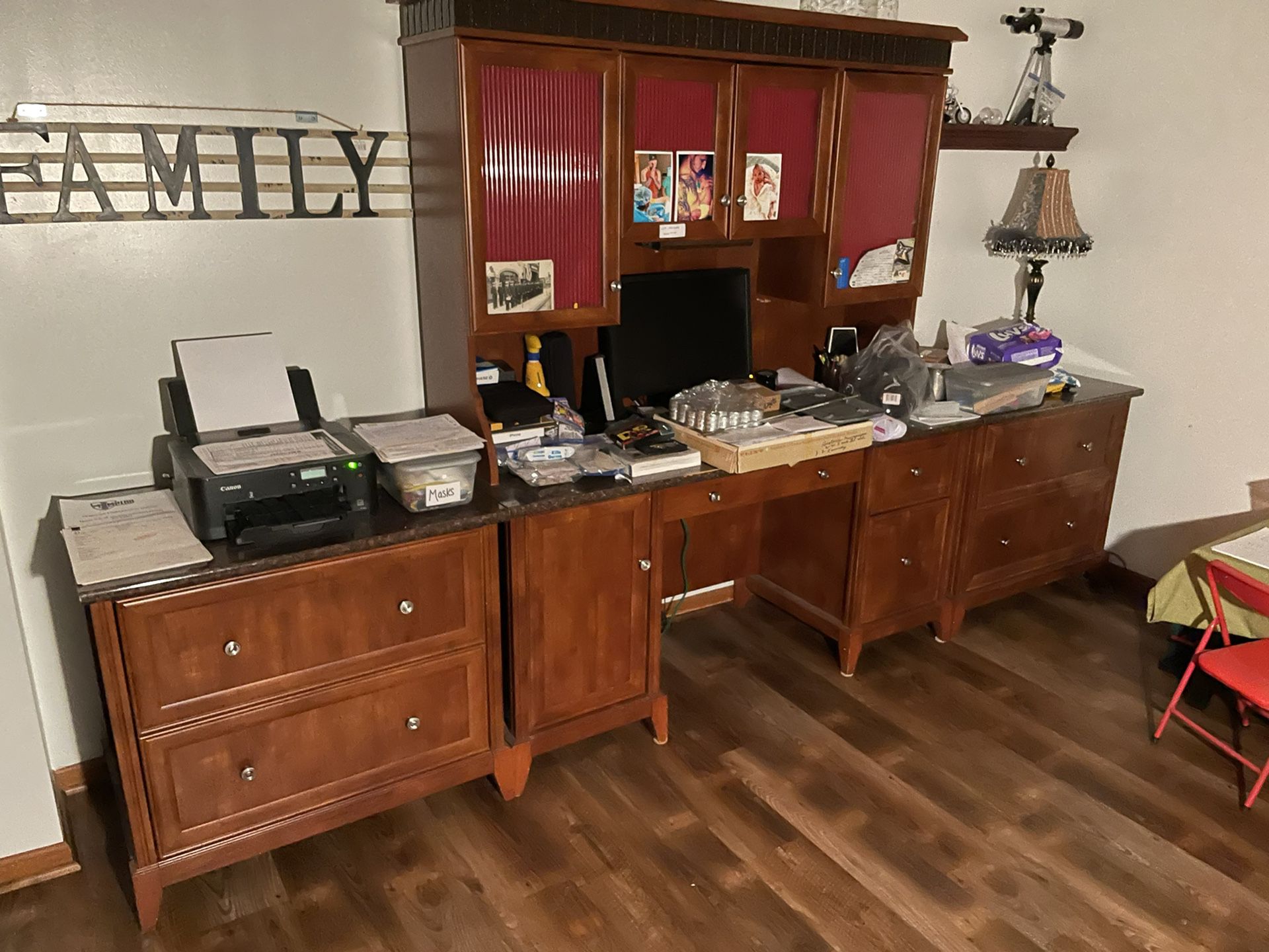 Solid Wood And Granite Tops Desk