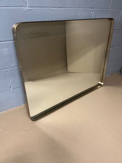 Rectangle Wall Mirror Gold Metal Frame