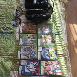 Xbox 360 with 11 games, 2 controllers, and kinet sensor