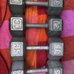 Dumbbells Pair Of 35s And 30s Workout Equipment 35lbs 30lbs