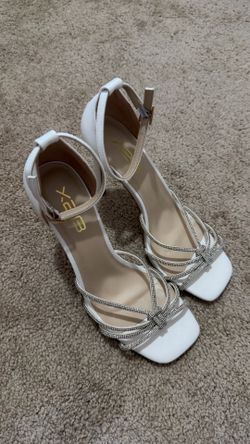 bedazzle white heels