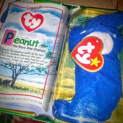 TY McDonald's Teenie Beanie Babies 1995 Legends "Peanut" The Royal Blue Elephant
