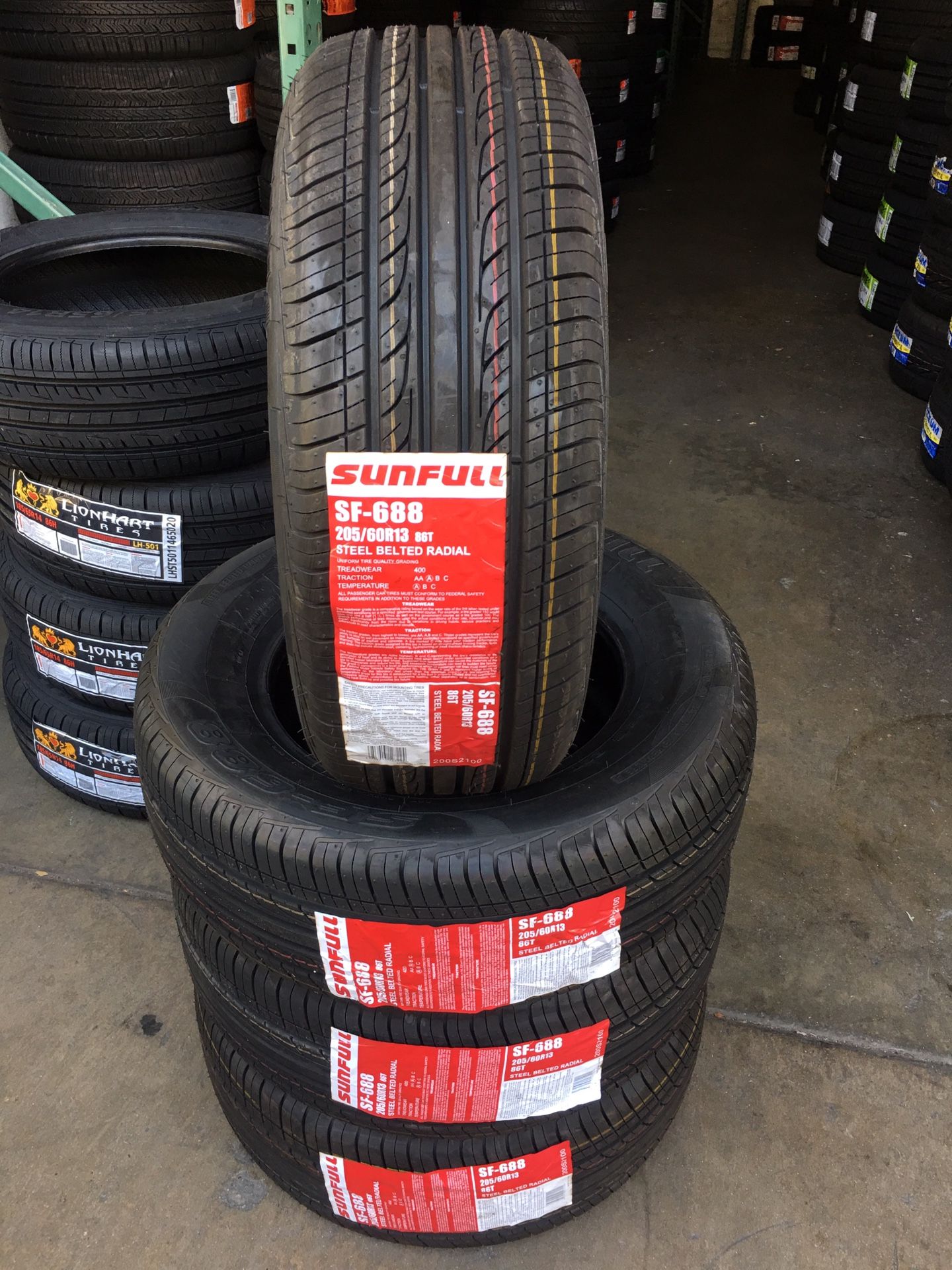 New set of (4) 205/60R13 Sunfull SF688 All Season tires for sale