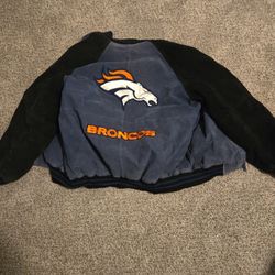 Leather Denver Broncos Jacket NFL Football - Men's Large Size