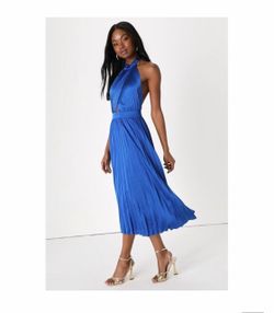 Size Medium Lulus Royal Blue Satin Midi Dress