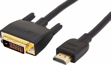 Amazon Basics HDMI to DVI Adapter Cable, Bi-Directional 1080P, Gold-Plated Connectors, 3 ft/0.9 m, Black