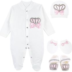New Lilax Baby Girl Jewels Crown Layette - Juego de regalo de 4 piezas, color rosa