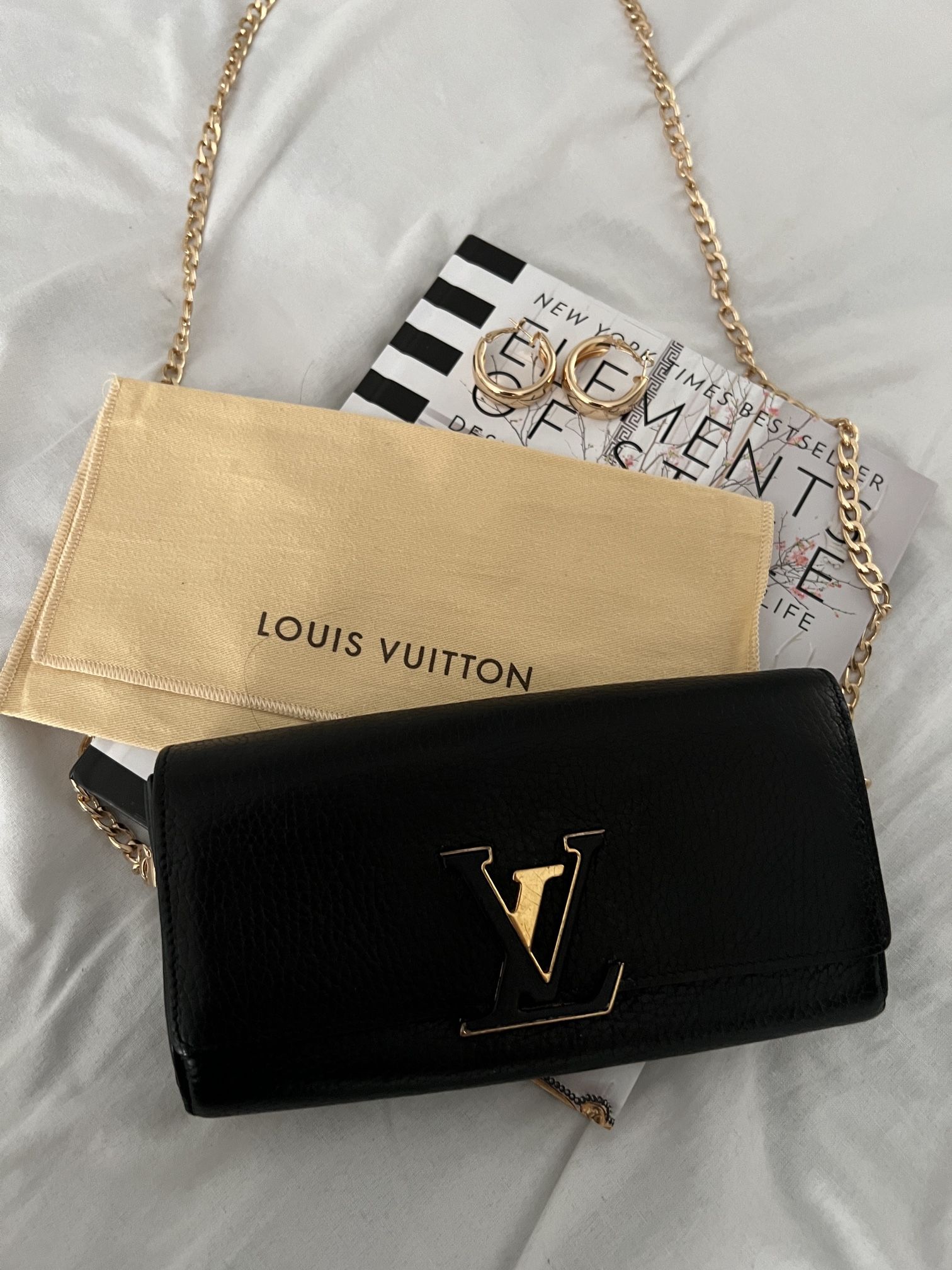 Louis Vuitton Black Leather Chain Louise GM Bag Louis Vuitton