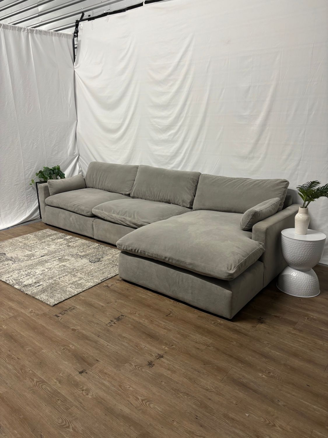 Grey Cloud Couch Sectional Sofa With Chaise
