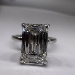 3.07 Carat E VVS2 Emerald Cut Diamond Engagement Ring Solitaire Hidden Halo 