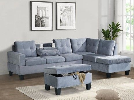 Grey Or Brown Sectional With Ottoman 