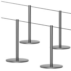 Kaiyomi 4pcs Museum Stanchion Barrier Set Crowd Control 50ft Posts Titanium Black