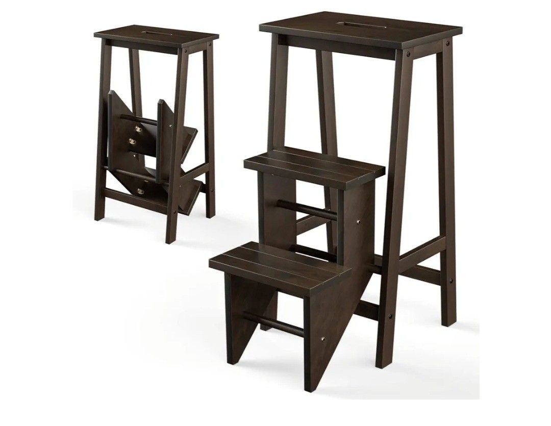New 3 Steep Wooden Foldable Stool