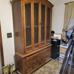 Solid Pecan China Cabinet
