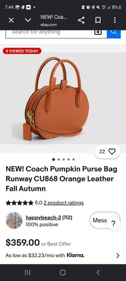 Coach Pumpkin Purse Bag Orange Leather
