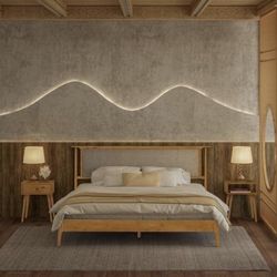 Wood King Size Bed Frame + Mattress