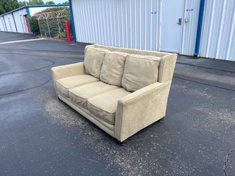 Beige Microsuede 3-Seat Sofa