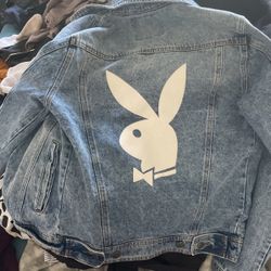 Jean Jacket Playboy Symbol On Back 