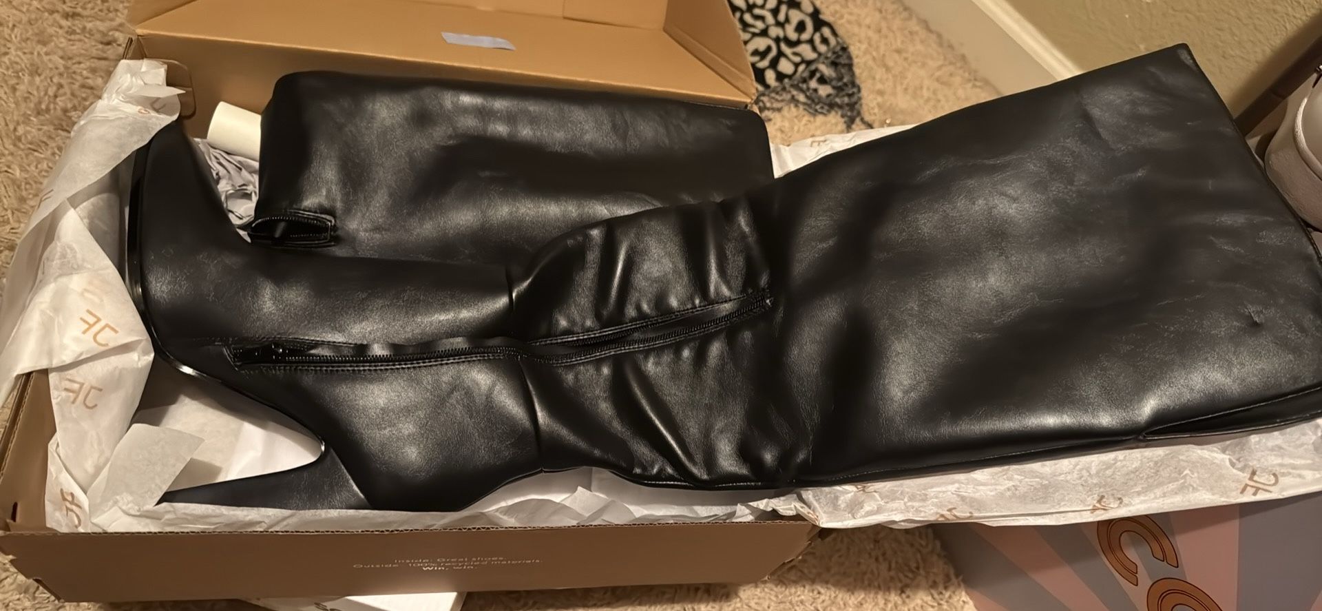 Black Knee High Heeled Boots